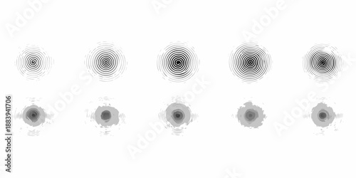 Tableau sur toile A series of concentric circles fading into grayscale depicting diminishing waves