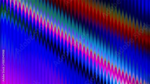 Colorful wave patterns move in bright colors on a dark background