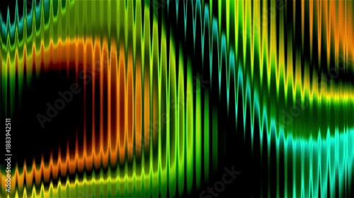 Colorful sound waves create patterns on a black background