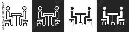 Consulting Line And Solid Icon In White And Black Background