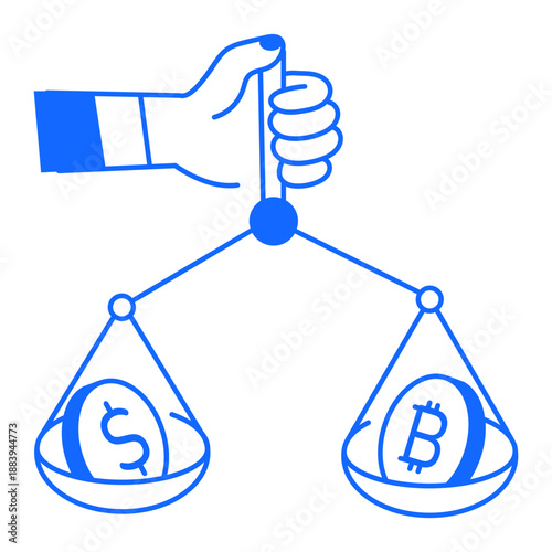 An outline style icon showing financial comparison 


