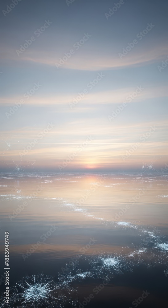 Fototapeta premium Celestial glow illuminates water surface during tranquil twilight hour