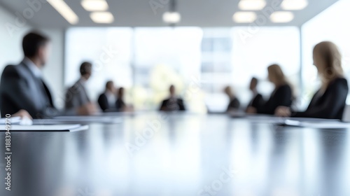 Business meeting in a modern conference room.
