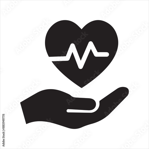 Heart rate care icon simple vector man chest disease