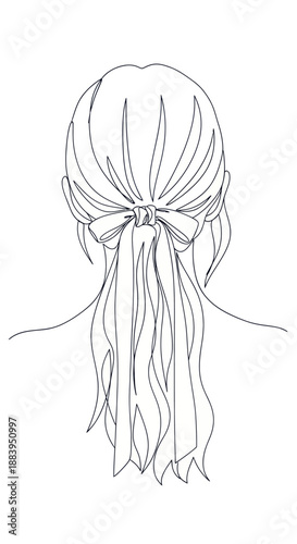 Woman with long hair in ponytail sketch.