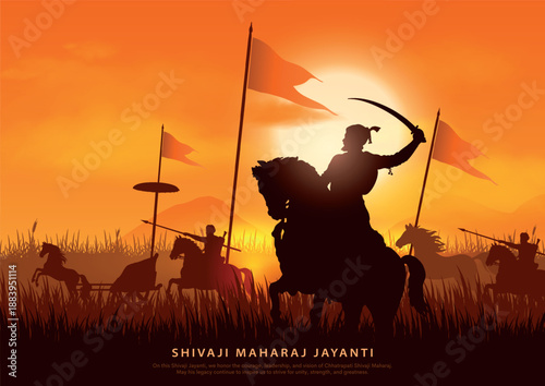 Happy Chhatrapati Shivaji Maharaj Jayanti Banner Design. Shivaji Jayanti Celebration Background and Poster with Text and Maratha Flag Vector Illustration.