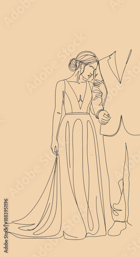 Bride and Groom Sketch Wedding Couple.