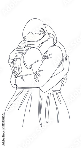 Woman Hugging a Child Tenderly and Lovingly.