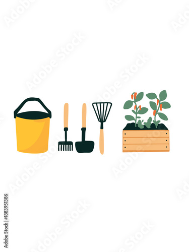 gardening starter set with seedling boxes and tools