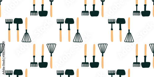gardening tools seamless repeating pattern background