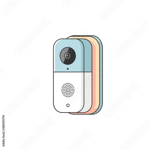 Modern compact video doorbell with camera and intercom system in minimalist design