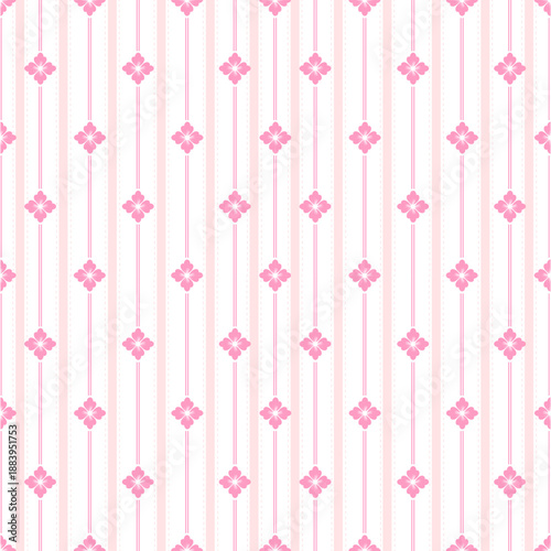 Soft pink seamless pattern with vertical stripes and small geometric accents, ideal for cute, feminine, and minimal surface design projects.