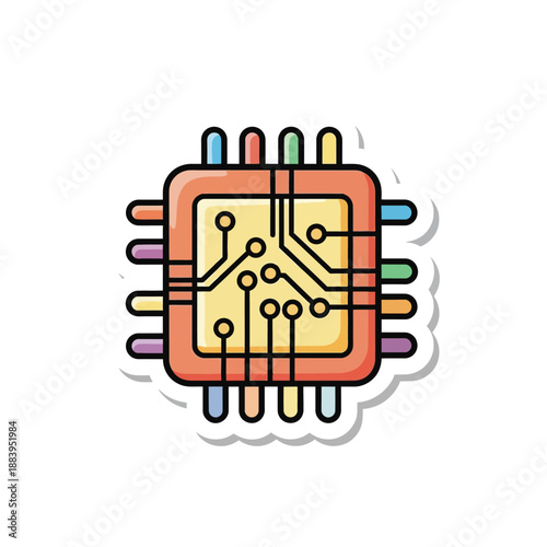 Illustration of a microchip with circuitry representing modern electronic technology systems