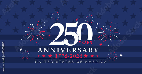 250 Anniversary Modern Flag Typography Banner Poster, post Design  USA Decorative Background