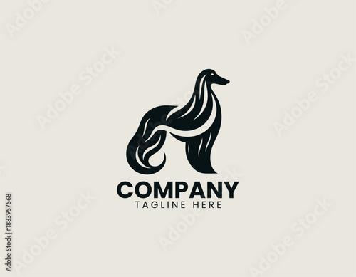 Afghan Hound Black Vector Logo Illustration