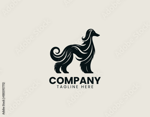 Afghan Hound Black Vector Logo Illustration