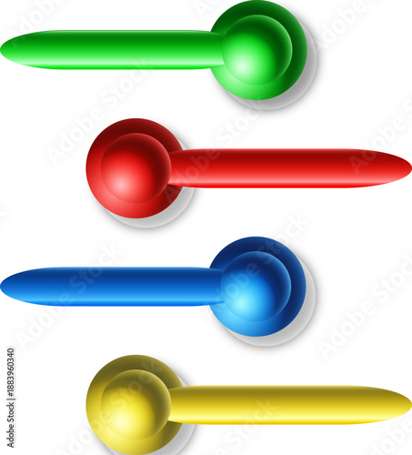 カラフルな立体ピン型マーカーアイコンセット　位置指定や注目ポイントの強調に使えるシンプルで視認性の高いデザイン素材