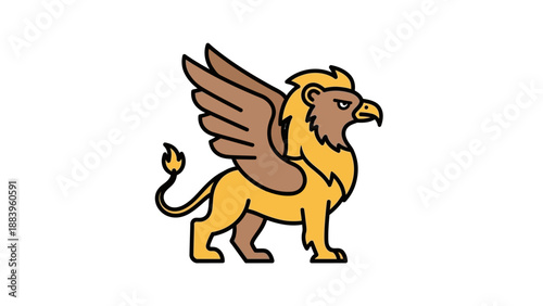 Colorful griffin illustration with wings in cartoon style