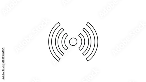 Minimalist black wireless signal icon on white background