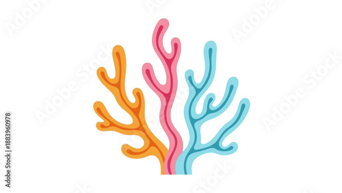 Colorful abstract coral illustration in modern flat design style