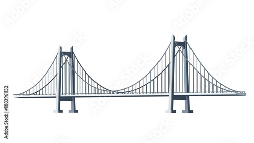Minimalist vector illustration of a modern suspension bridge