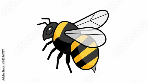 Cartoon bee illustration with black and yellow stripes on white background