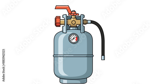 Cartoon illustration of a propane gas cylinder with pressure gauge