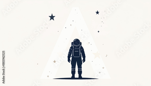 Astronaut Standing Alone in Space Suit.