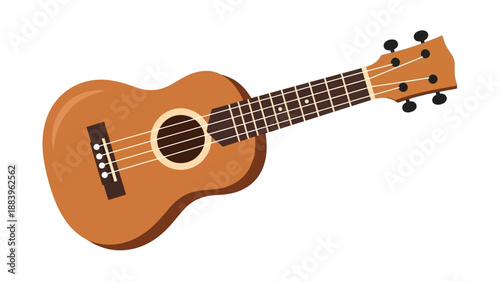 Vector illustration of a brown ukulele on white background