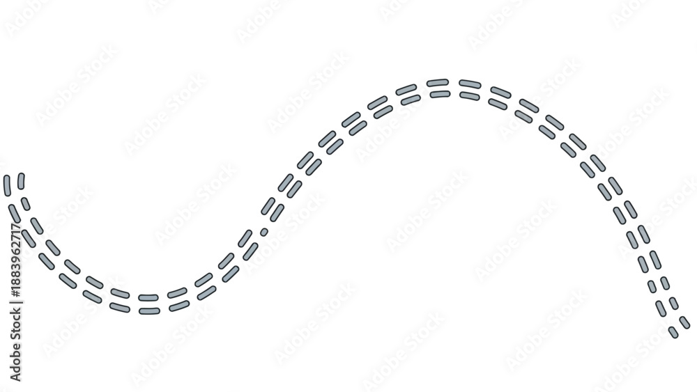 Fototapeta premium Simple dashed line vector illustration with curved design