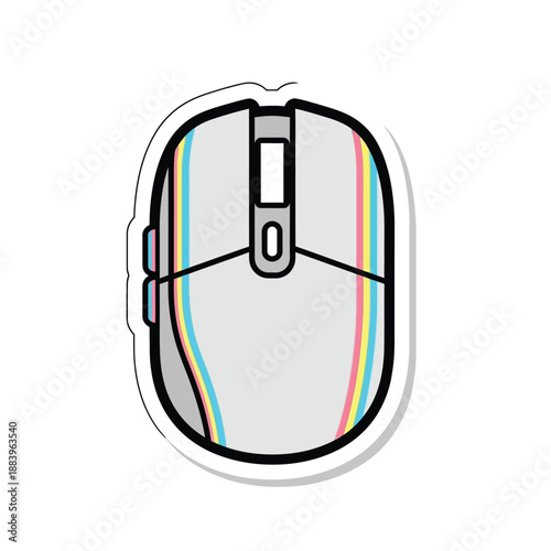 Colorful modern wireless computer mouse with rainbow stripes designed for sleek tech gadgets