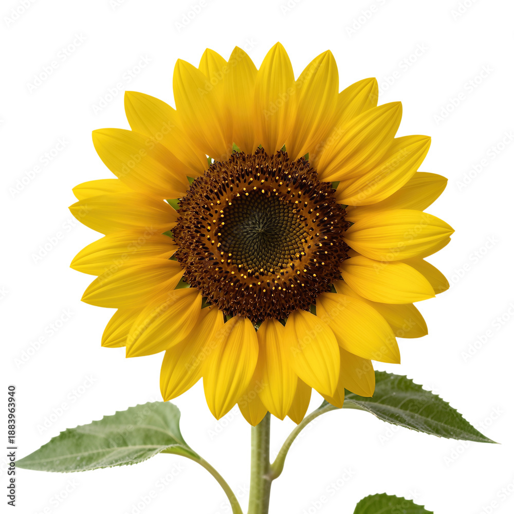 Obraz premium Bright Yellow Sunflower with Green Leaves
