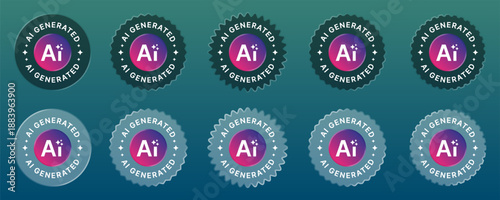 Generative Ai Badge logo with liquid glass style for element design