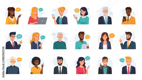 Diverse group of people communicating and working together.