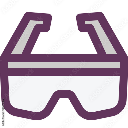 Protective lab safety goggles icon for chemistry experiments, industrial work, eye protection, science class equipment and laboratory signage

