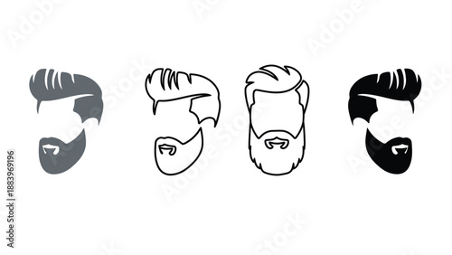 A set of four different beard and hairstyle icons for men