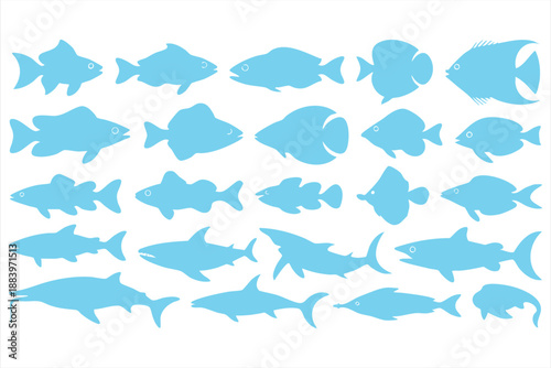 Seafood Fish Silhouette Icons for Packaging and Branding Assets