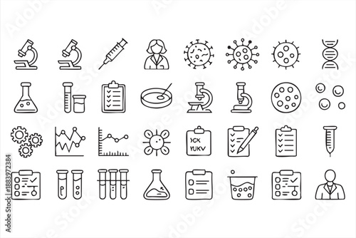 Science and Lab Icons for Clinical Research Interfaces