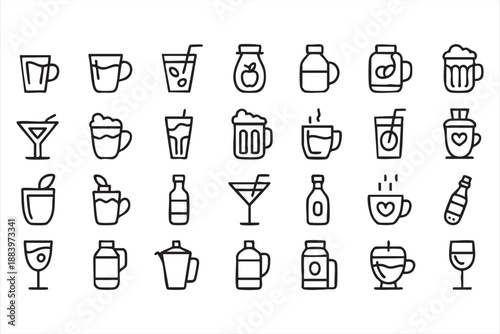 Drink and Beverage Icons for Cafe and Menu UI Design