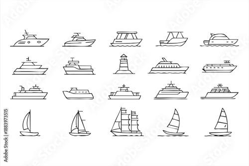 Yacht and Boat Icons for Maritime Travel Applications