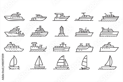 Ship and Marine Vessel Icons for Navigation Interfaces