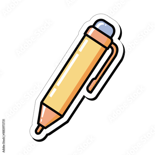 Stylized Drawing of a Pen with a Cap in Soft Pastel Colors for Writing or Art Supplies