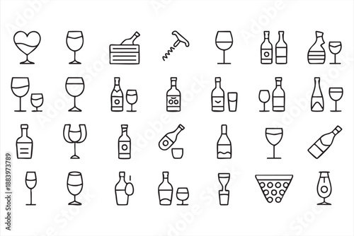 Winery and Wine Tasting Icons for Hospitality UI