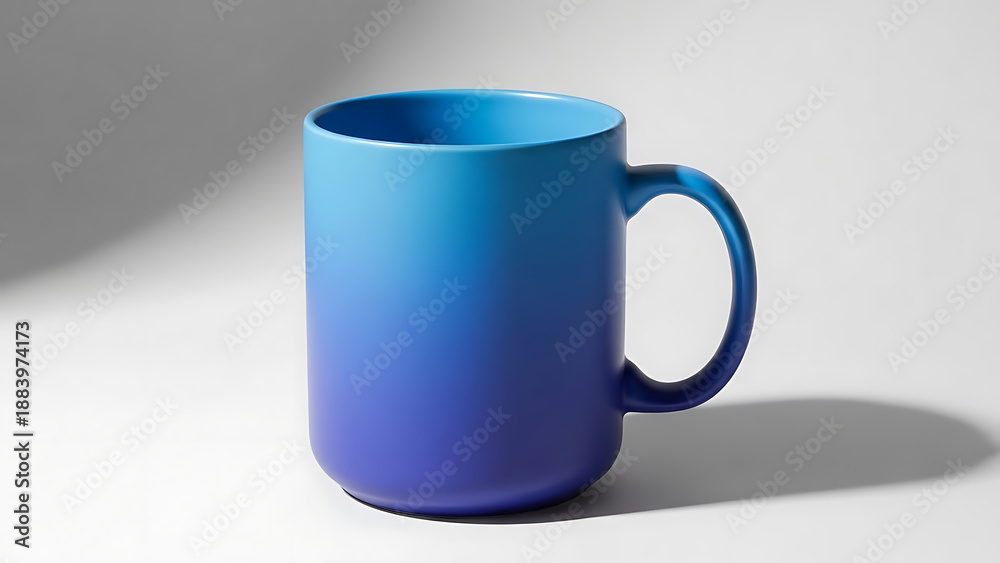Fototapeta premium Blue Gradient Ceramic Mug on White Surface