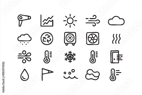 Weather and Climate Line Icons for Forecast UI and Dashboards