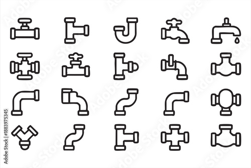 Water Pipe and Valve Icons for Infrastructure Software
