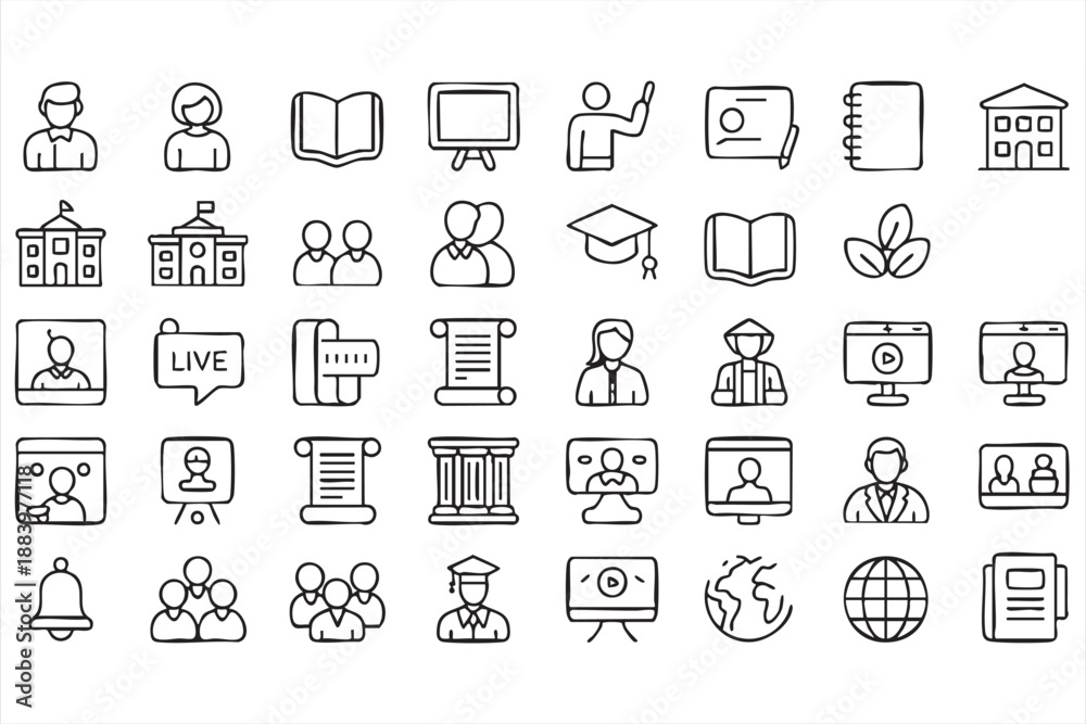 Fototapeta premium Education UI Icons for Online Learning and E-Learning Platforms