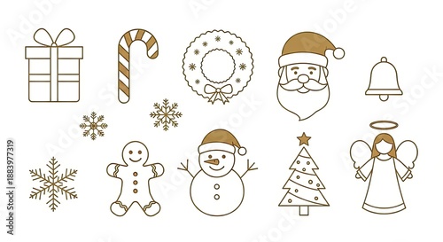 Cute Hand-Drawn Christmas Icon Set