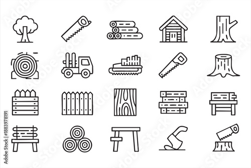 Timber Production UI Icons for Resource Management Platforms
