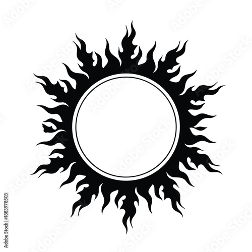 Flame sun icon - Clipart, Glyph and solid icon set, Flat Design Icon, line icon set, Flat Vector icon, icon, Editable stroke icon, Modern icon collection